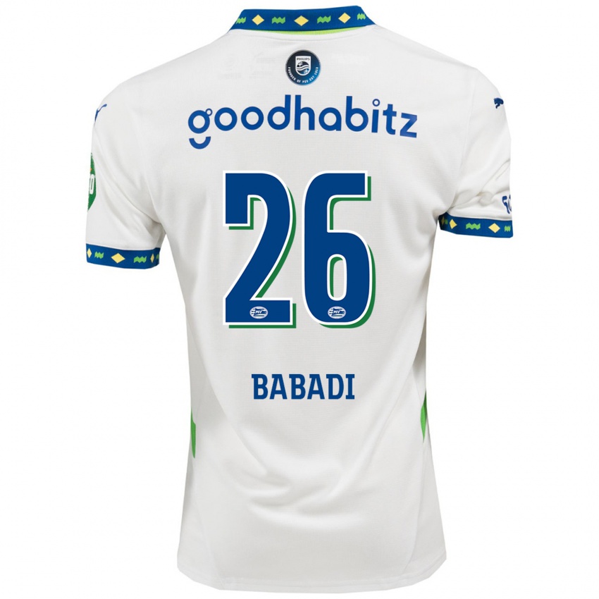 Herren Isaac Babadi #26 Weiß Dunkelblau Ausweichtrikot Trikot 2024/25 T-Shirt