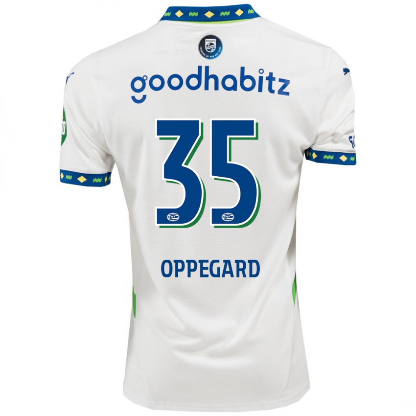 Herren Fredrik Oppegård #35 Weiß Dunkelblau Ausweichtrikot Trikot 2024/25 T-Shirt