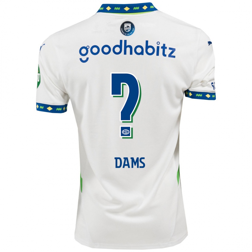 Herren Matteo Dams #0 Weiß Dunkelblau Ausweichtrikot Trikot 2024/25 T-Shirt