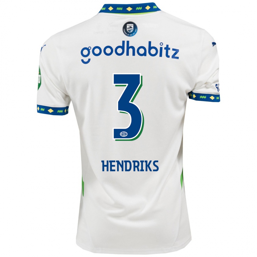 Herren Gwyneth Hendriks #3 Weiß Dunkelblau Ausweichtrikot Trikot 2024/25 T-Shirt