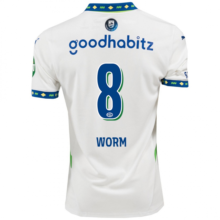 Herren Siri Worm #8 Weiß Dunkelblau Ausweichtrikot Trikot 2024/25 T-Shirt