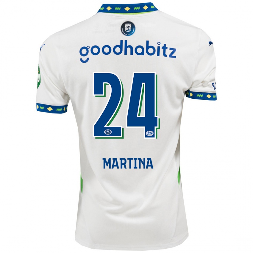 Herren Shijona Martina #24 Weiß Dunkelblau Ausweichtrikot Trikot 2024/25 T-Shirt