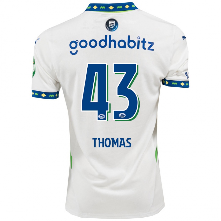 Herren Kealyn Thomas #43 Weiß Dunkelblau Ausweichtrikot Trikot 2024/25 T-Shirt