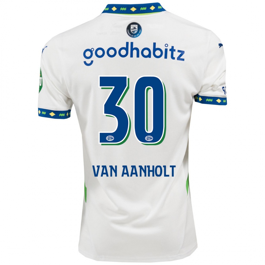 Herren Patrick Van Aanholt #30 Weiß Dunkelblau Ausweichtrikot Trikot 2024/25 T-Shirt