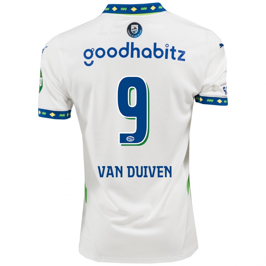 Herren Jason Van Duiven #9 Weiß Dunkelblau Ausweichtrikot Trikot 2024/25 T-Shirt