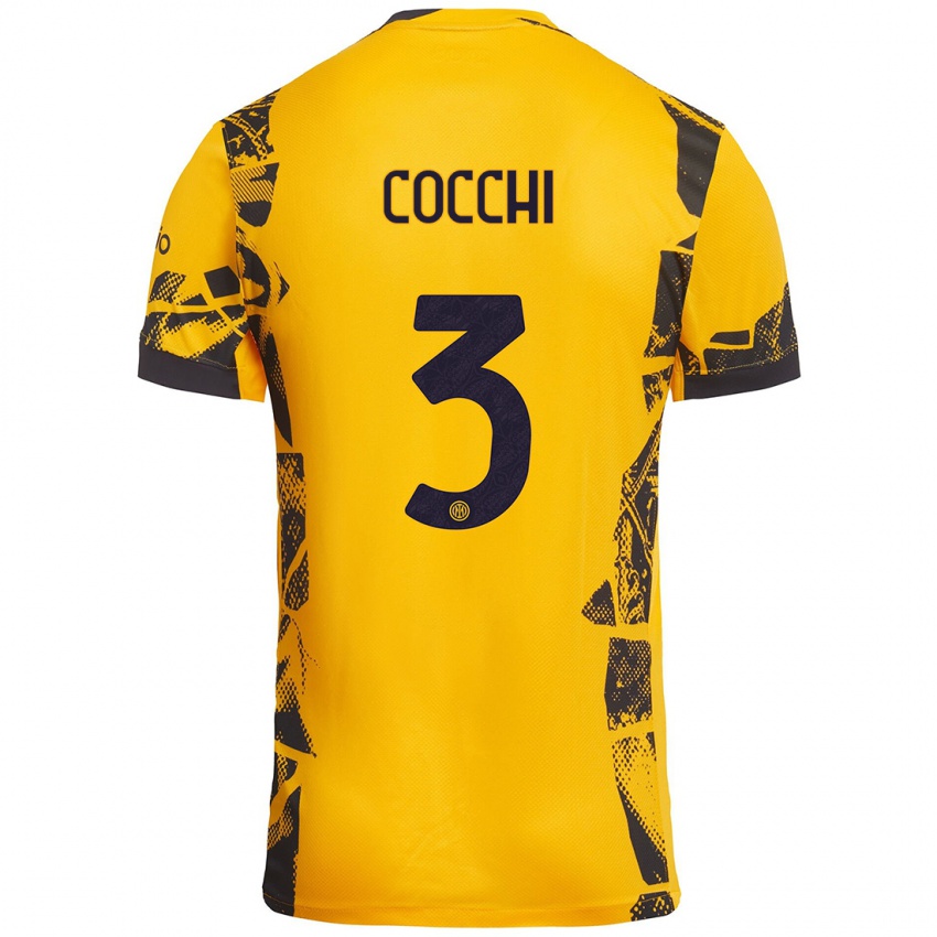 Herren Matteo Cocchi #3 Gold Schwarz Ausweichtrikot Trikot 2024/25 T-Shirt