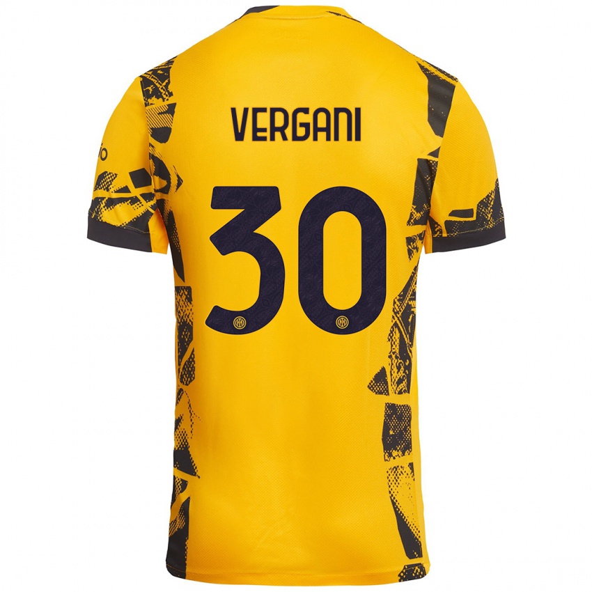 Herren Bianca Vergani #30 Gold Schwarz Ausweichtrikot Trikot 2024/25 T-Shirt