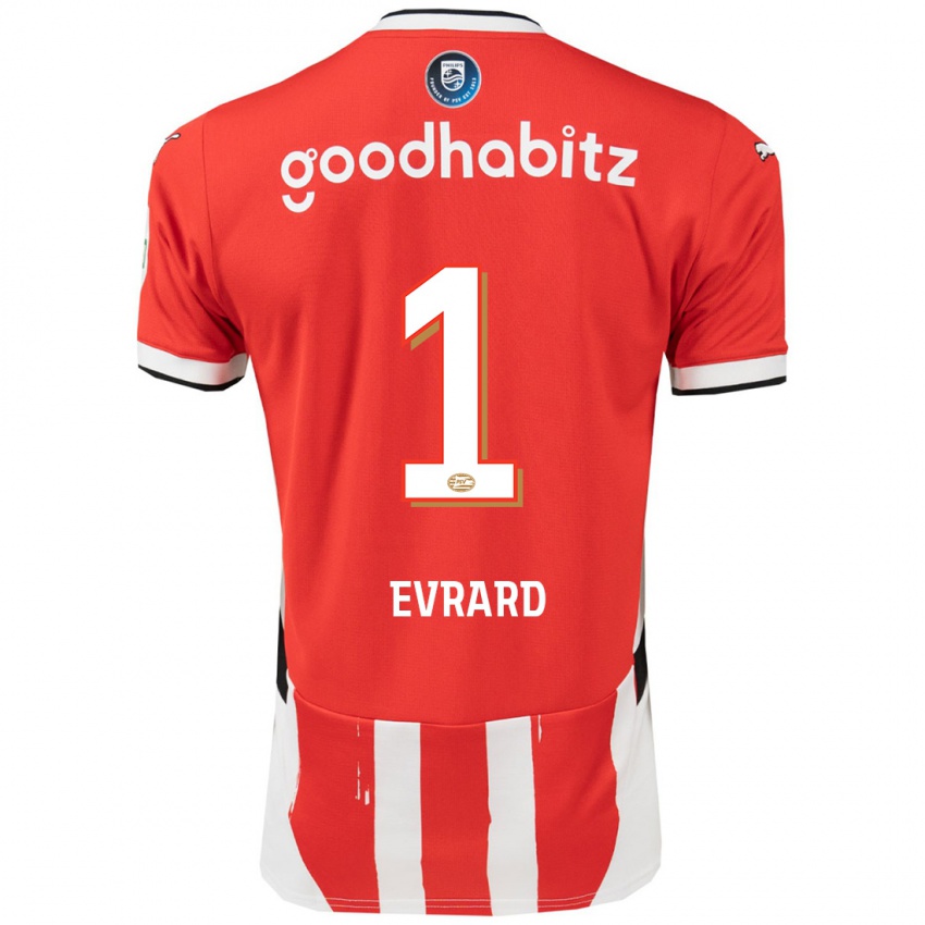 Damen Nicky Evrard #1 Rot Weiß Heimtrikot Trikot 2024/25 T-Shirt