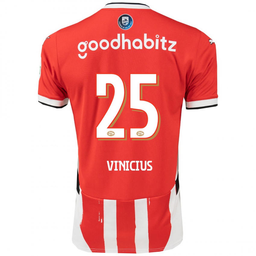 Damen Carlos Vinicius #25 Rot Weiß Heimtrikot Trikot 2024/25 T-Shirt