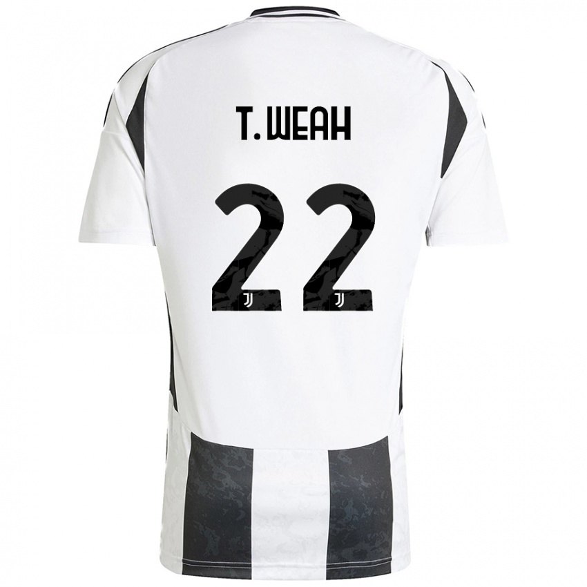 Damen Timothy Weah #22 Weiß Schwarz Heimtrikot Trikot 2024/25 T-Shirt