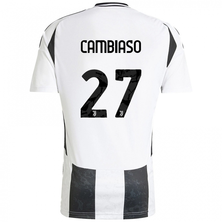 Damen Andrea Cambiaso #27 Weiß Schwarz Heimtrikot Trikot 2024/25 T-Shirt