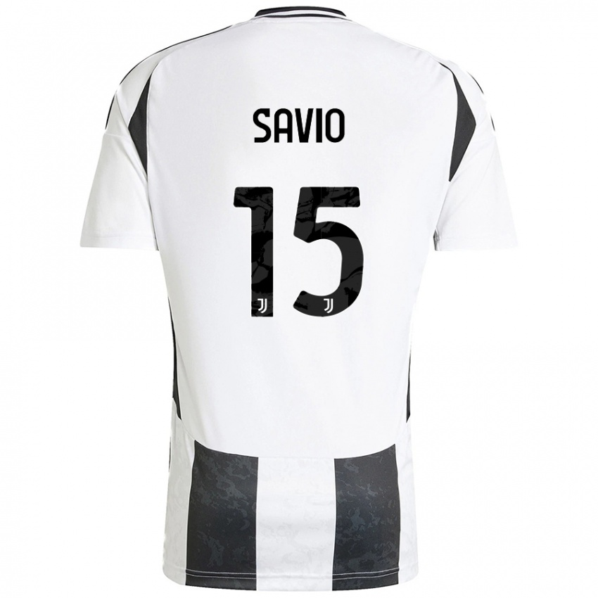 Damen Federico Savio #15 Weiß Schwarz Heimtrikot Trikot 2024/25 T-Shirt