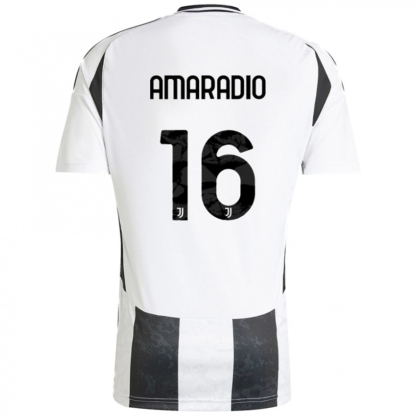 Damen Luca Amaradio #16 Weiß Schwarz Heimtrikot Trikot 2024/25 T-Shirt