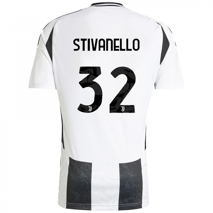 Damen Riccardo Stivanello #32 Weiß Schwarz Heimtrikot Trikot 2024/25 T-Shirt