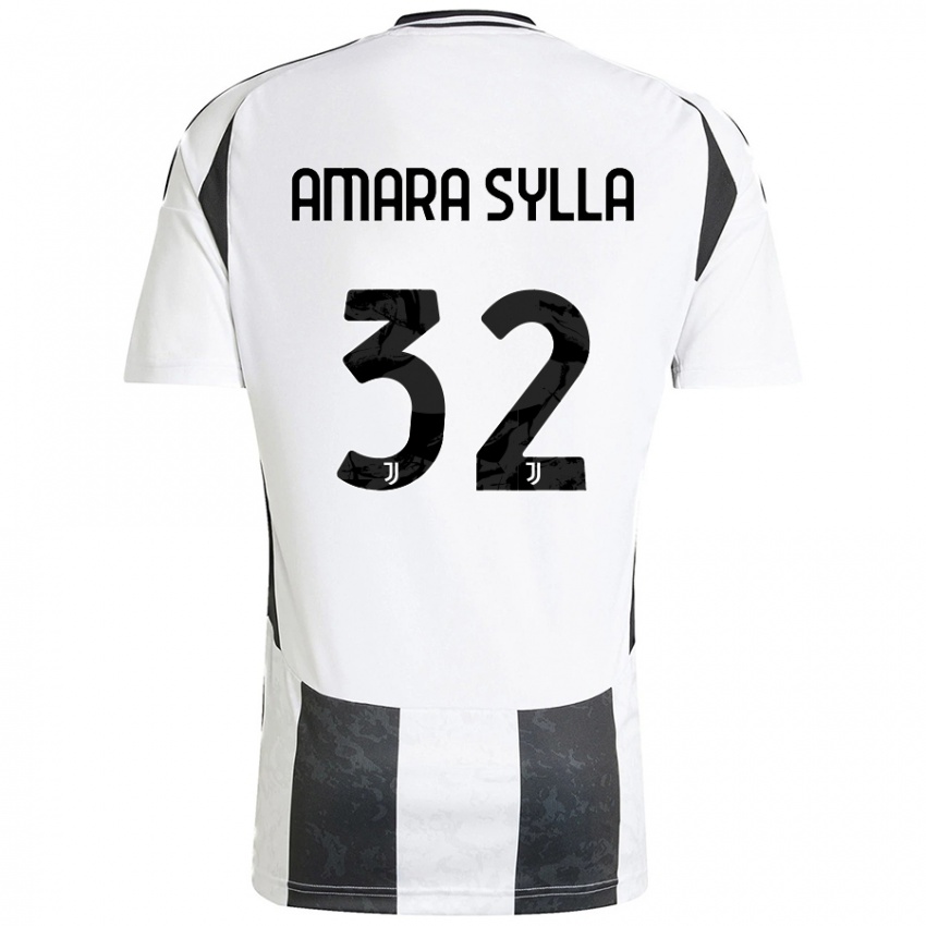 Damen Idris Amara Sylla #32 Weiß Schwarz Heimtrikot Trikot 2024/25 T-Shirt