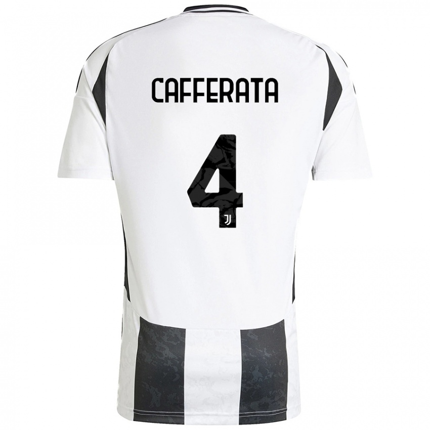 Damen Federica Cafferata #4 Weiß Schwarz Heimtrikot Trikot 2024/25 T-Shirt