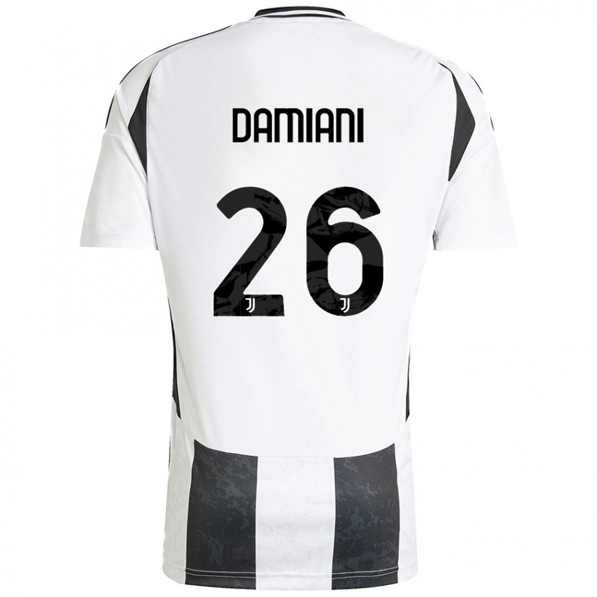 Damen Samuele Damiani #26 Weiß Schwarz Heimtrikot Trikot 2024/25 T-Shirt