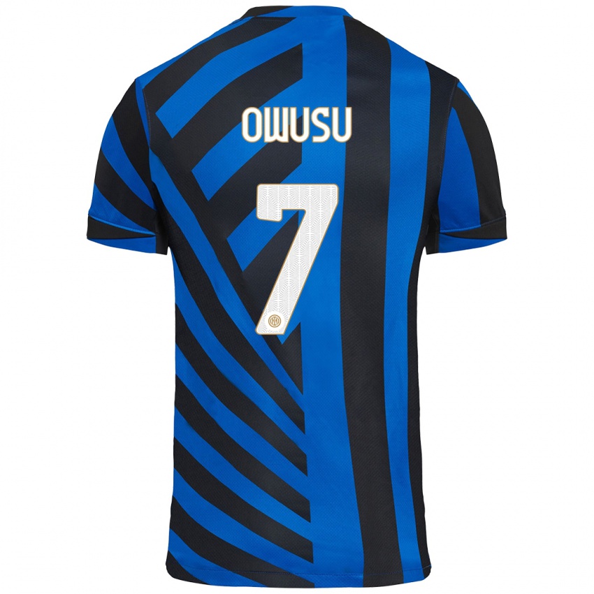 Damen Enoch Owusu #7 Blau Schwarz Heimtrikot Trikot 2024/25 T-Shirt