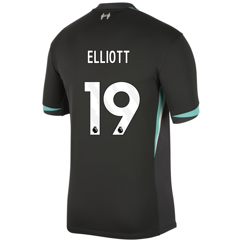 Damen Harvey Elliott #19 Schwarz Anthrazitweiß Auswärtstrikot Trikot 2024/25 T-Shirt