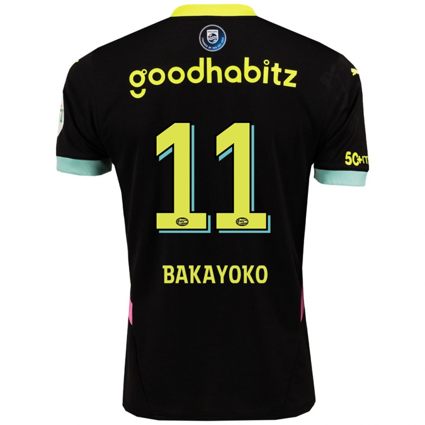 Damen Johan Bakayoko #11 Schwarz Gelb Auswärtstrikot Trikot 2024/25 T-Shirt