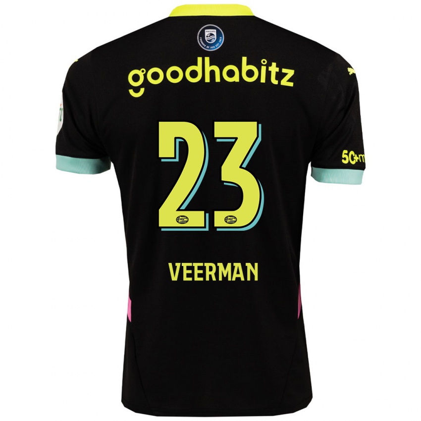 Damen Joey Veerman #23 Schwarz Gelb Auswärtstrikot Trikot 2024/25 T-Shirt