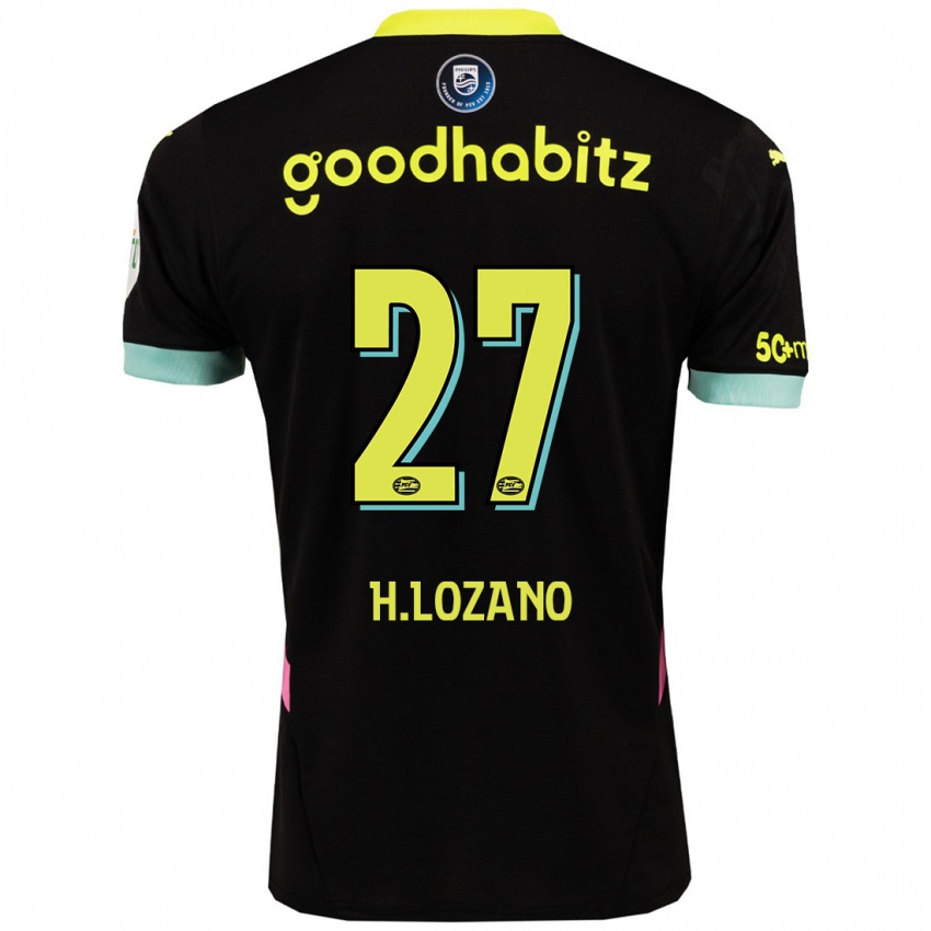 Damen Hirving Lozano #27 Schwarz Gelb Auswärtstrikot Trikot 2024/25 T-Shirt