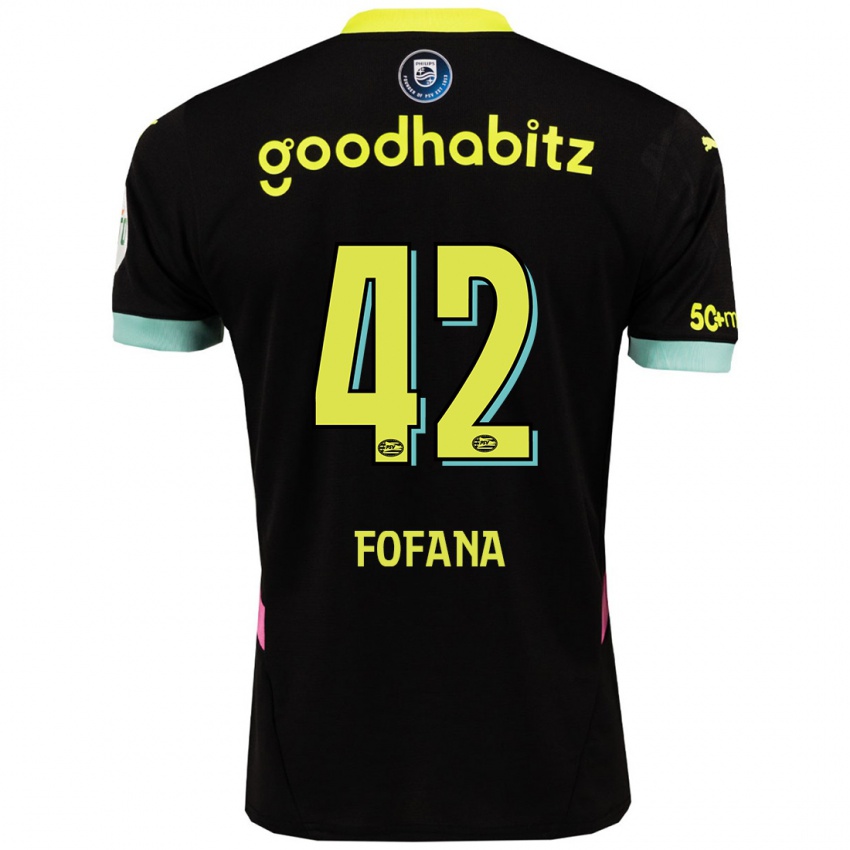 Damen Fode Fofana #42 Schwarz Gelb Auswärtstrikot Trikot 2024/25 T-Shirt