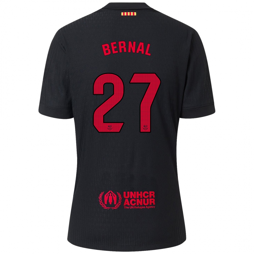 Damen Marc Bernal #27 Schwarz Rot Auswärtstrikot Trikot 2024/25 T-Shirt