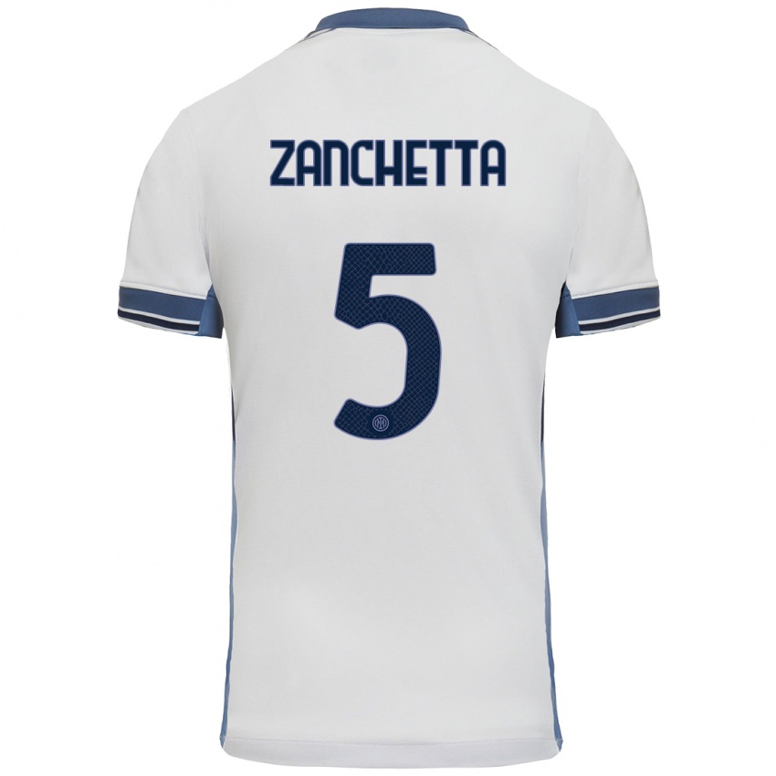 Damen Mattia Zanchetta #5 Weißgrau Auswärtstrikot Trikot 2024/25 T-Shirt