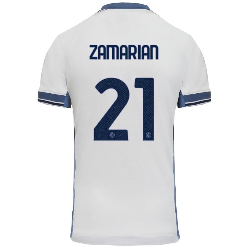 Damen Matteo Zamarian #21 Weißgrau Auswärtstrikot Trikot 2024/25 T-Shirt