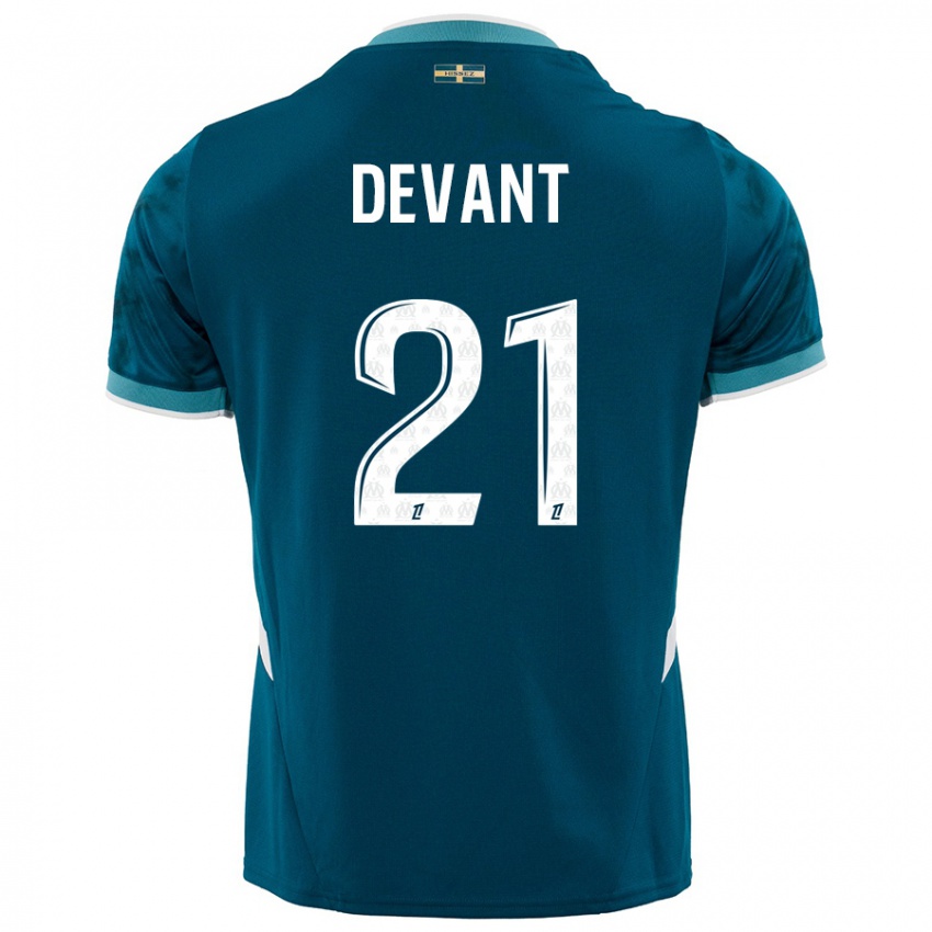 Damen Caroline Devant #21 Türkisblau Auswärtstrikot Trikot 2024/25 T-Shirt