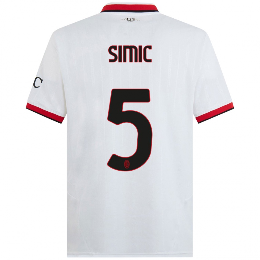 Damen Jan-Carlo Simic #5 Weiß Schwarz Rot Auswärtstrikot Trikot 2024/25 T-Shirt