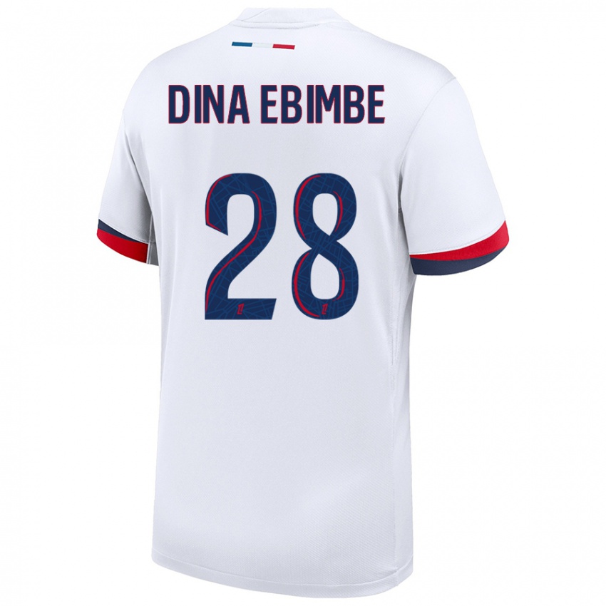 Damen Eric Junior Dina Ebimbe #28 Weiß Blau Rot Auswärtstrikot Trikot 2024/25 T-Shirt