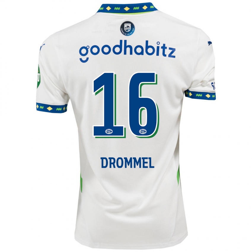 Damen Joël Drommel #16 Weiß Dunkelblau Ausweichtrikot Trikot 2024/25 T-Shirt