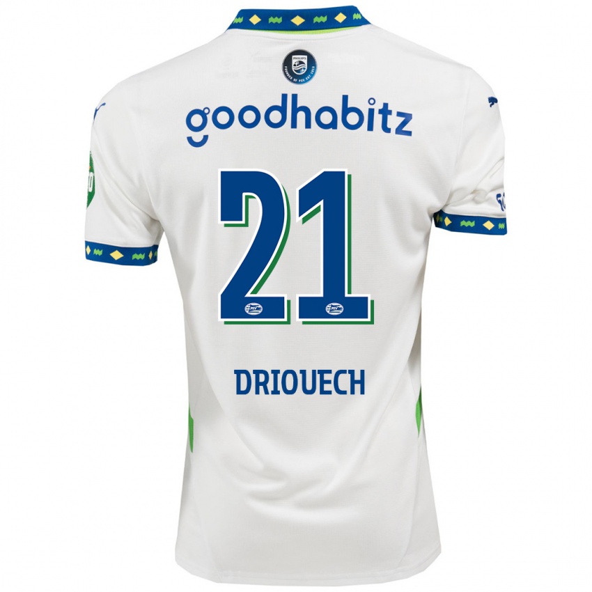 Damen Couhaib Driouech #21 Weiß Dunkelblau Ausweichtrikot Trikot 2024/25 T-Shirt