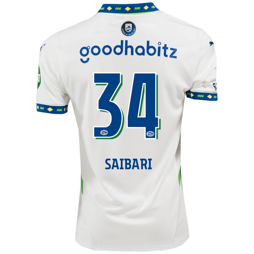 Damen Ismael Saibari #34 Weiß Dunkelblau Ausweichtrikot Trikot 2024/25 T-Shirt