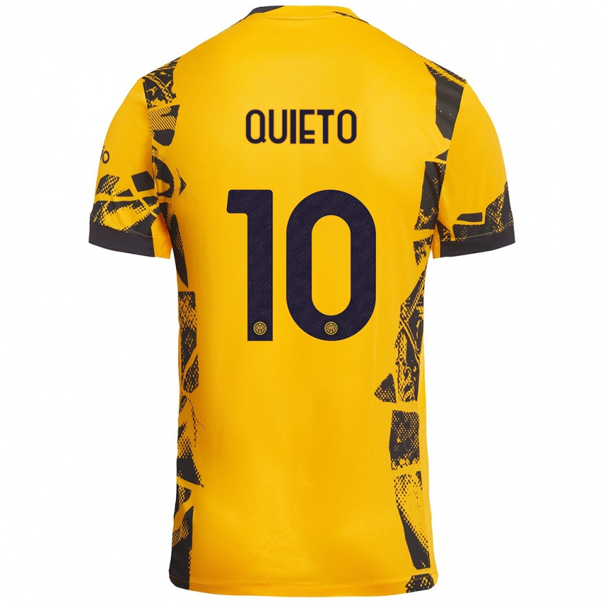 Damen Daniele Quieto #10 Gold Schwarz Ausweichtrikot Trikot 2024/25 T-Shirt