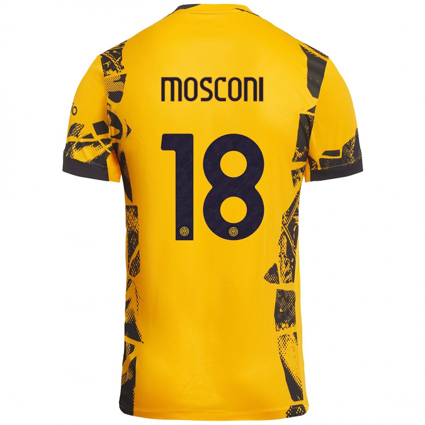 Damen Mattia Mosconi #18 Gold Schwarz Ausweichtrikot Trikot 2024/25 T-Shirt