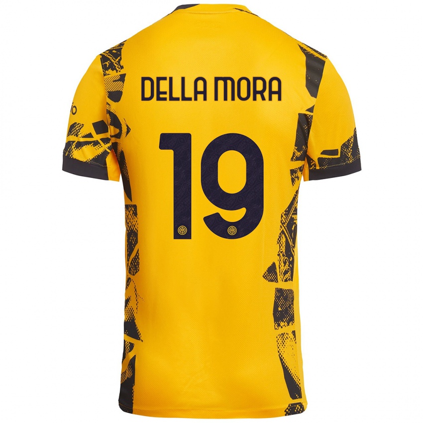 Damen Tommaso Della Mora #19 Gold Schwarz Ausweichtrikot Trikot 2024/25 T-Shirt