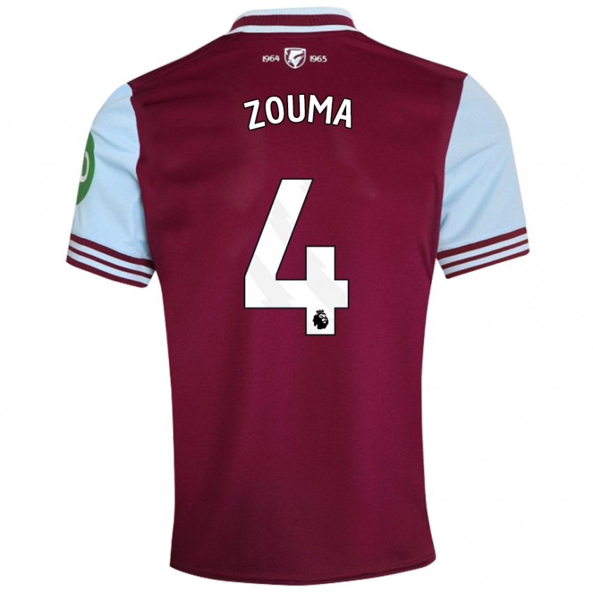 Kinder Kurt Zouma #4 Dunkelrot Heimtrikot Trikot 2024/25 T-Shirt