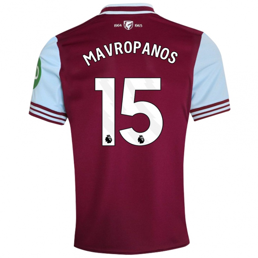 Kinder Konstantinos Mavropanos #15 Dunkelrot Heimtrikot Trikot 2024/25 T-Shirt