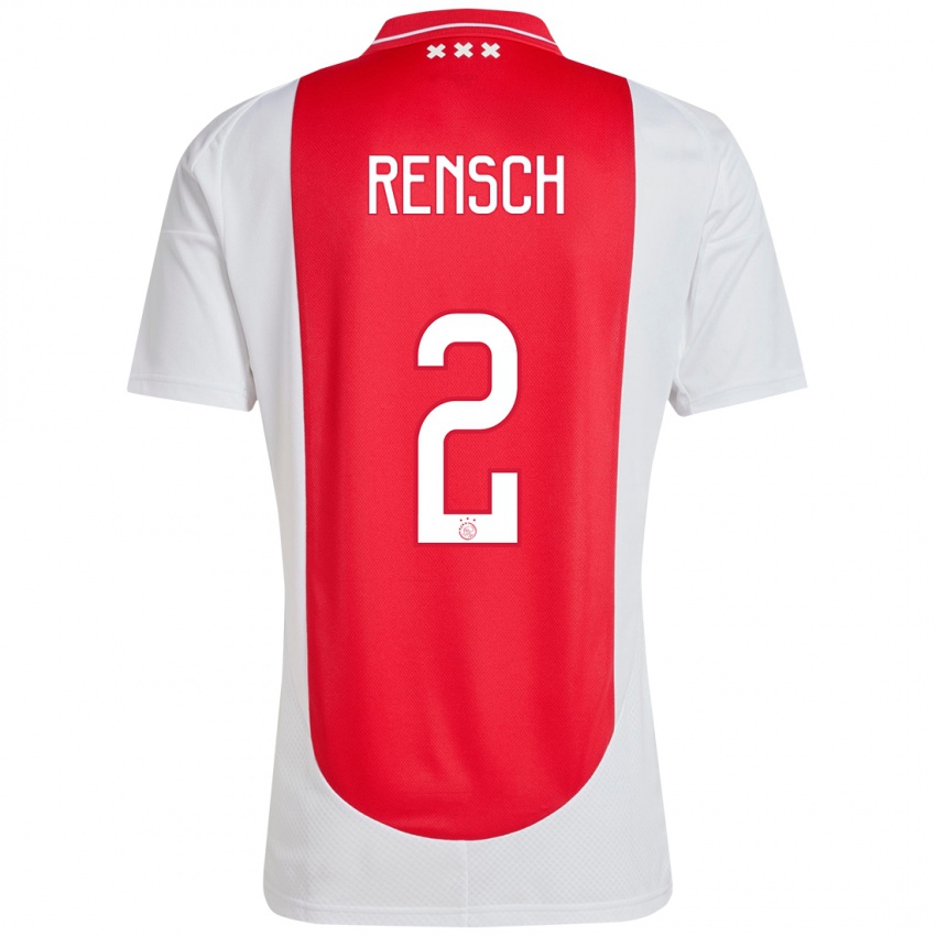 Kinder Devyne Rensch #2 Rot Weiß Heimtrikot Trikot 2024/25 T-Shirt