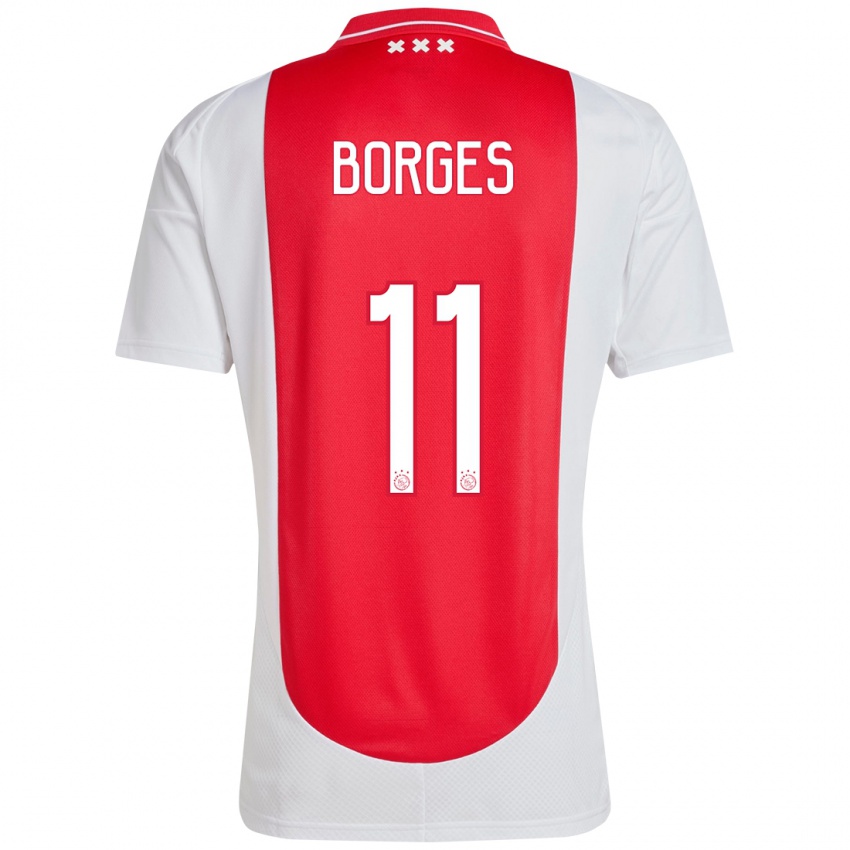 Kinder Carlos Borges #11 Rot Weiß Heimtrikot Trikot 2024/25 T-Shirt