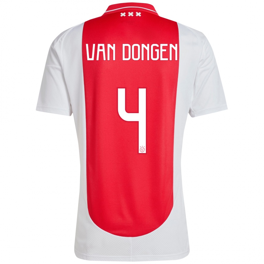 Kinder Bram Van Dongen #4 Rot Weiß Heimtrikot Trikot 2024/25 T-Shirt