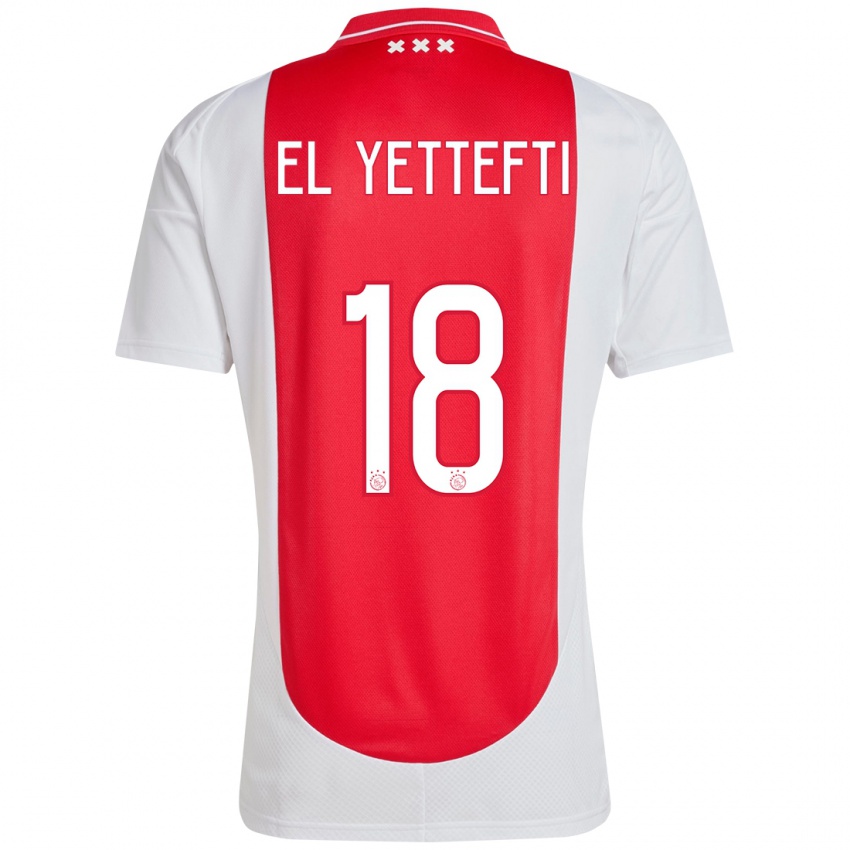 Kinder Adil Amghar El Yettefti #18 Rot Weiß Heimtrikot Trikot 2024/25 T-Shirt