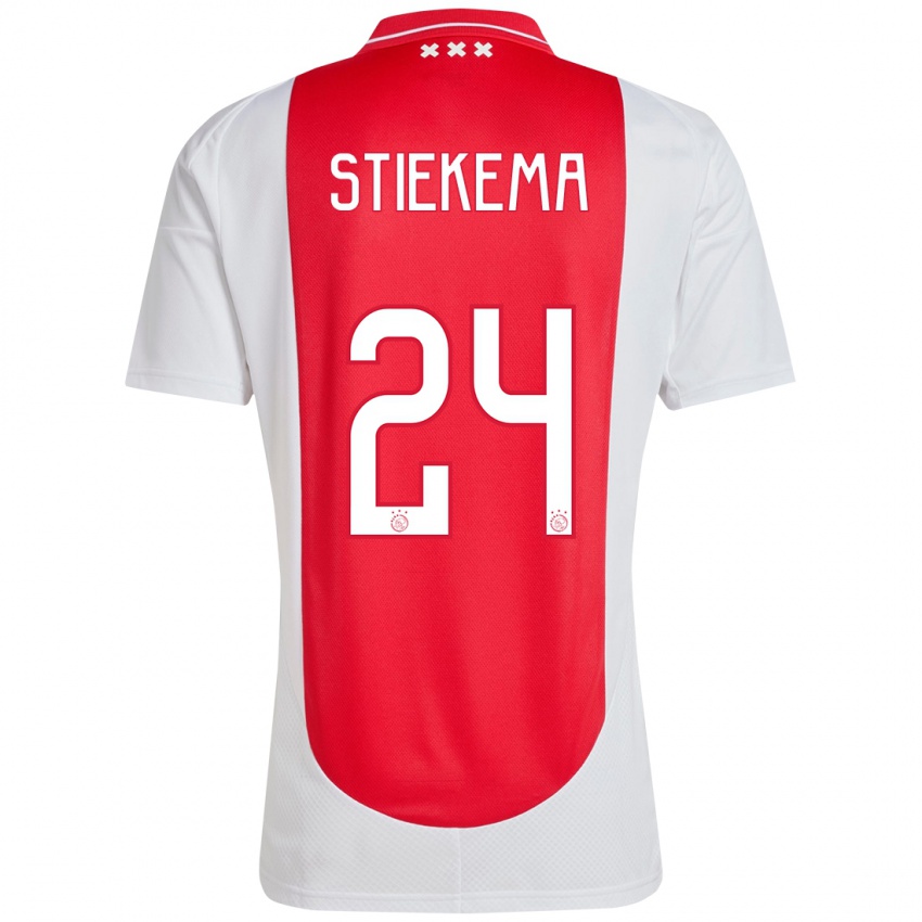 Kinder Iris Stiekema #24 Rot Weiß Heimtrikot Trikot 2024/25 T-Shirt