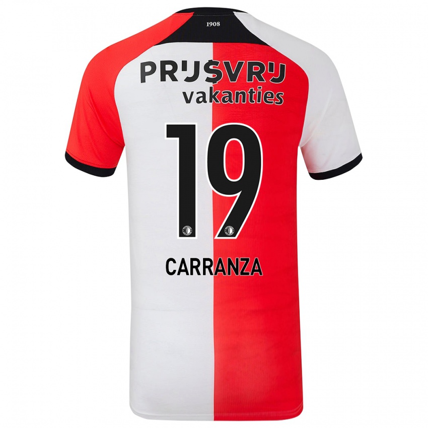 Kinder Julián Carranza #19 Rot Weiß Heimtrikot Trikot 2024/25 T-Shirt