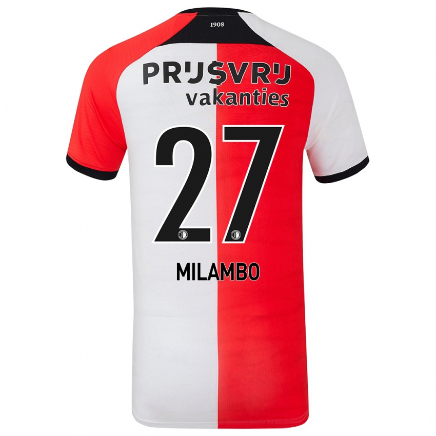 Kinder Antoni Milambo #27 Rot Weiß Heimtrikot Trikot 2024/25 T-Shirt