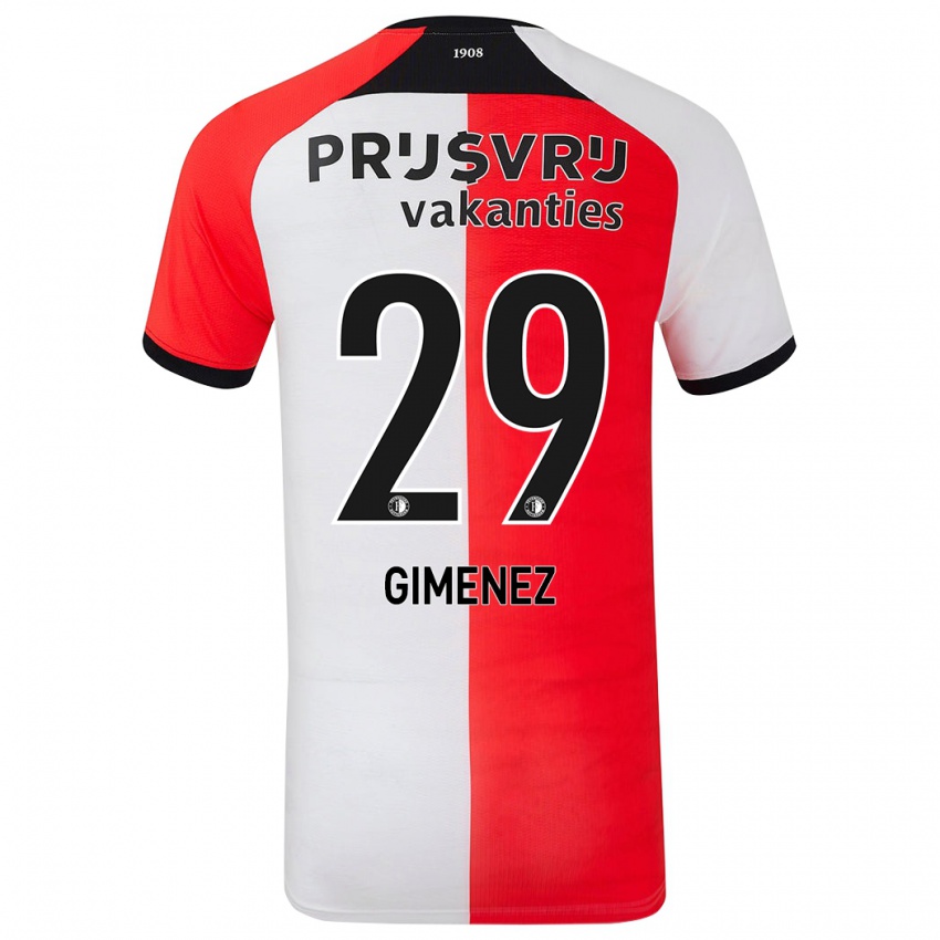 Kinder Santiago Gimenez #29 Rot Weiß Heimtrikot Trikot 2024/25 T-Shirt