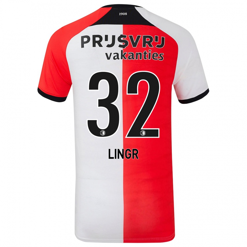 Kinder Ondrej Lingr #32 Rot Weiß Heimtrikot Trikot 2024/25 T-Shirt